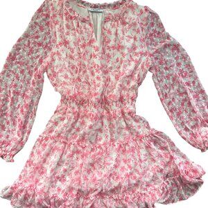 Lavish Boutique Pink Long Sleeve Mini Dress - Size Medium